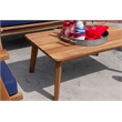 Linon Cooper Outdoor 4 Piece Wood Chat Set with Blue Cushions in Walnut Finish