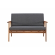 Linon Cooper Outdoor 4 Piece Wood Chat Set with Gray Cushions in Walnut Finish