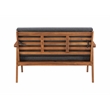 Linon Cooper Outdoor 4 Piece Wood Chat Set with Gray Cushions in Walnut Finish