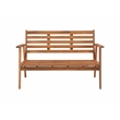 Linon Cooper Outdoor 4 Piece Wood Chat Set with Gray Cushions in Walnut Finish