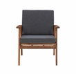 Linon Cooper Outdoor 4 Piece Wood Chat Set with Gray Cushions in Walnut Finish