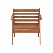 Linon Cooper Outdoor 4 Piece Wood Chat Set with Gray Cushions in Walnut Finish