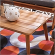 Linon Cooper Outdoor 4 Piece Wood Chat Set with Gray Cushions in Walnut Finish