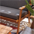 Linon Cooper Outdoor 4 Piece Wood Chat Set with Gray Cushions in Walnut Finish