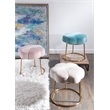 Linon Siena Gold Steel Base Upholstered Flower Shape Vanity Stool in Pink Velvet