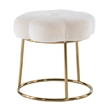 Linon Siena Gold Base Upholstered Flower Shaped Vanity Stool in White Velvet