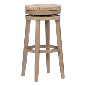 Linon Maya 31&quot Wood Swivel Seagrass Seat Barstool in Natural Brown