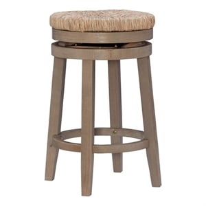 Linon Maya 25&quot Wood Swivel Seagrass Seat Counter Stool in Natural Brown