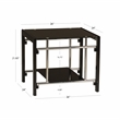 Linon Dart End Table (Set of 2) Top & Bottom Glass Shelves in Glossy Black Steel