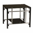 Linon Dart End Table (Set of 2) Top & Bottom Glass Shelves in Glossy Black Steel