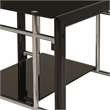 Linon Dart End Table (Set of 2) Top & Bottom Glass Shelves in Glossy Black Steel