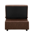 Linon Boone Upholstered Faux Leather Convertible Chair to Sofa Bed in Brown