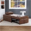 Linon Boone Upholstered Faux Leather Convertible Chair to Sofa Bed in Brown