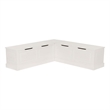 Linon Troyin Backless Corner Nook with Storage in Solid White Pine