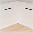 Linon Troyin Backless White Storage Nook and Round Table in White/Natural Wood