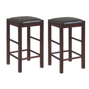 Linon Tifton Set of 2 25&quot Backless Wood Faux Leather Counter Stools in Espresso