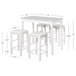 Linon Tifton Five Piece Wood Faux Marble Tavern Set in White