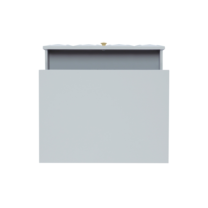 Linon Alick Wood Geo Texture 2 Drawer Nightstand with Gold Hardware in Gray