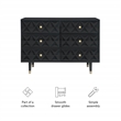 Linon Alick Wood Geo Texture 6 Drawer Dresser Gold Hardware in Glossy Black