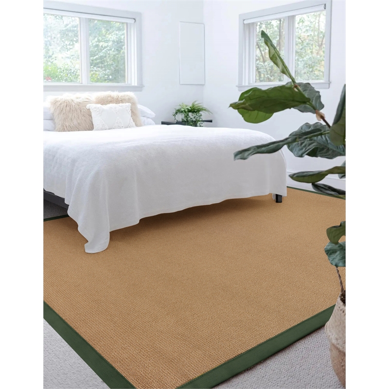 Linon Athena Machine Tufted Wool 8'x11' Rug in Cork and Green