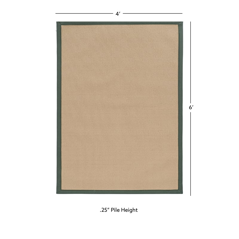 Linon Athena Machine Tufted Wool 4'x6' Rug in Sisal and Green