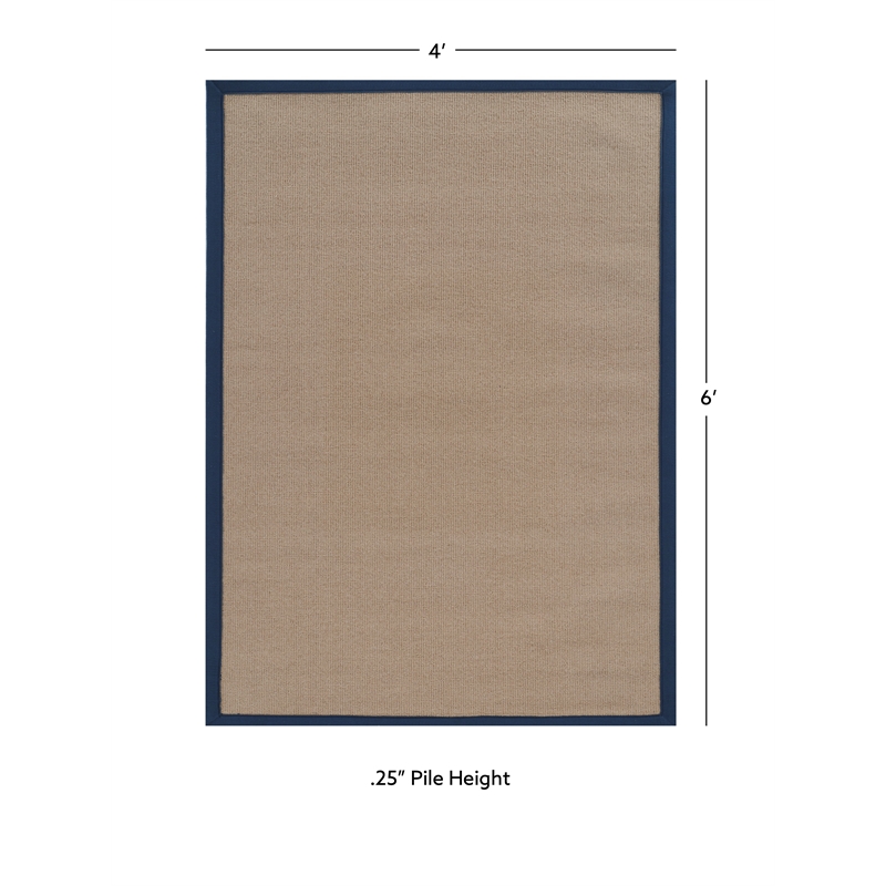Linon Athena Machine Tufted Wool 4'x6' Rug in Cork and Blue