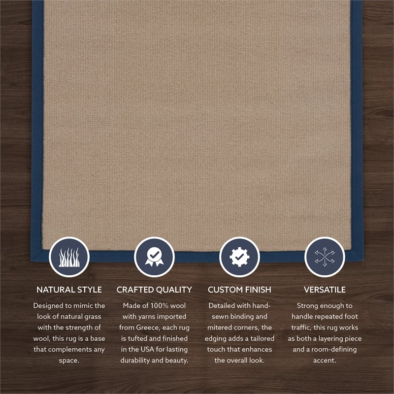 Linon Athena Machine Tufted Wool 4'x6' Rug in Cork and Blue