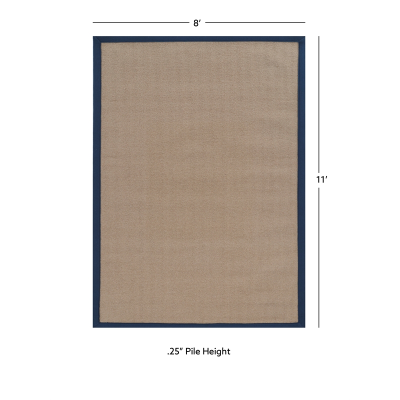 Linon Athena Machine Tufted Wool 8'x11' Rug in Cork and Blue
