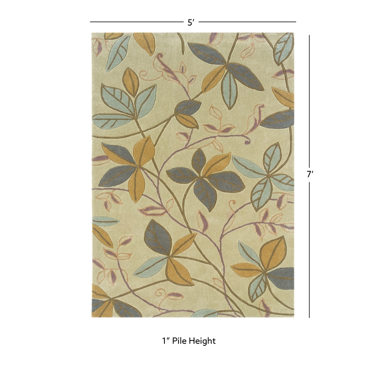 Linon Trio Floating Hand Tufted Polyester 5'x7' Rug in Beige