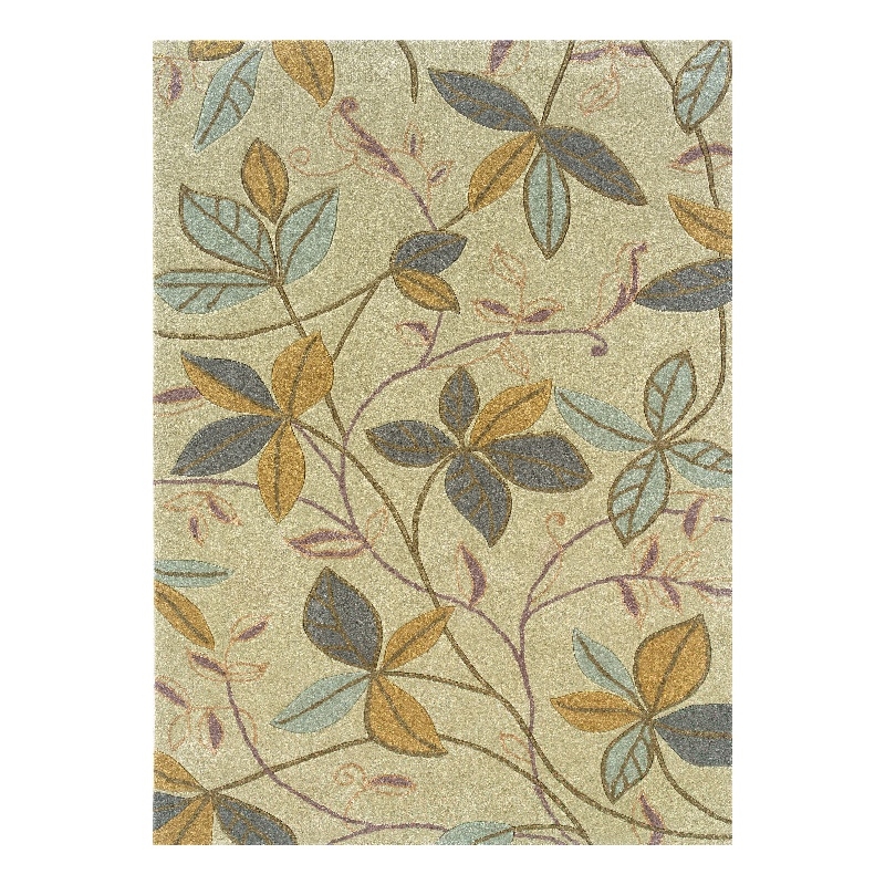 Linon Trio Floating Hand Tufted Polyester 5'x7' Rug in Beige
