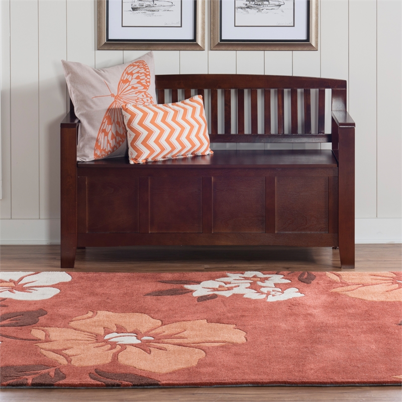 Linon Trio Bilson Hand Tufted Polyester 5'x7' Rug in Red