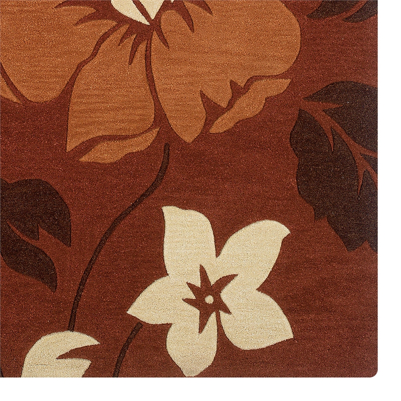 Linon Trio Bilson Hand Tufted Polyester 5'x7' Rug in Red