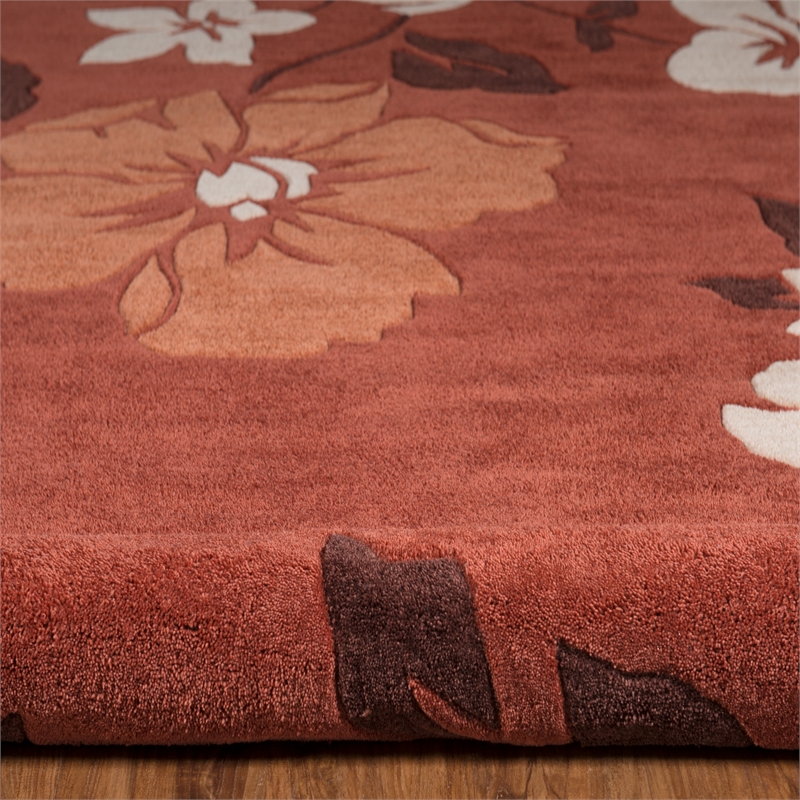 Linon Trio Bilson Hand Tufted Polyester 5'x7' Rug in Red