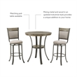 Linon Franklin Swivel Upholstered Barstool Nailhead Trim Steel Frame in Pewter