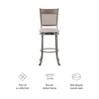 Linon Franklin Swivel Upholstered Barstool Nailhead Trim Steel Frame in Pewter