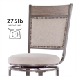 Linon Franklin Swivel Upholstered Barstool Nailhead Trim Steel Frame in Pewter