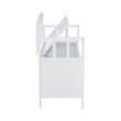 Linon Cynthia Slat Back Storage Bench in Glossy White Wood