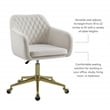 Linon Lyla Gold Metal Base Upholstered Office Chair with Wheels in Off White