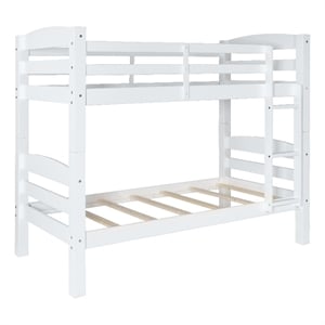 Linon Levi Twin over Twin Wood Bunk Bed in White