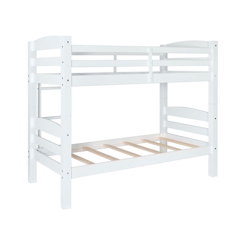 Linon Levi Twin over Twin Wood Bunk Bed in White