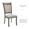 Linon Franklin Metal Upholstered Set of Two Dining Side Chairs in Pewter