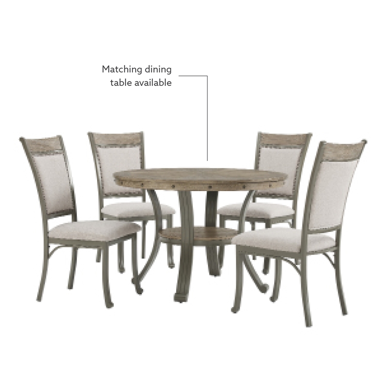 Linon Franklin Metal Upholstered Set of Two Dining Side Chairs in Pewter