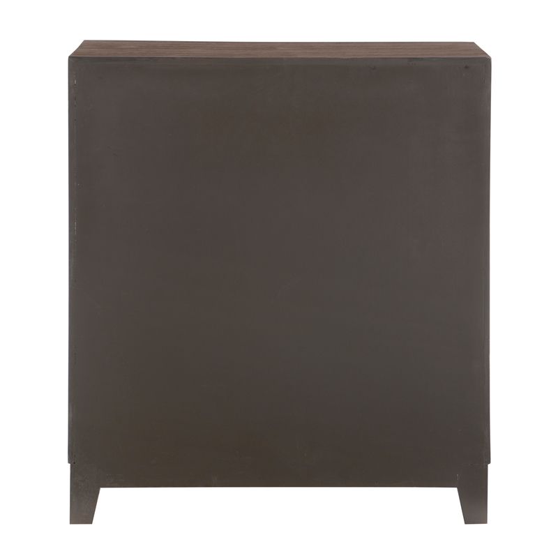 Linon Grace Storage Accent Cabinet Carved Medallion in Dark Brown Finished Wood
