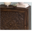 Linon Grace Storage Accent Cabinet Carved Medallion in Dark Brown Finished Wood