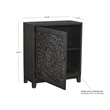 Linon Grace Storage Accent Cabinet Carved Medallion in Dark Gray Finished Wood