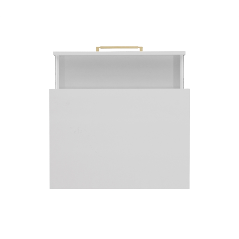 Linon Dylan Wood Nightstand with Two Drawers and Gold Accents in White