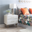 Linon Dylan Wood Nightstand with Two Drawers and Gold Accents in White