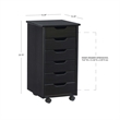 Linon Callie Black Six Drawer Rolling Storage Cart in Black Wood