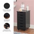 Linon Callie Black Six Drawer Rolling Storage Cart in Black Wood