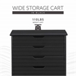 Linon Callie Black Six Drawer Rolling Storage Cart in Black Wood